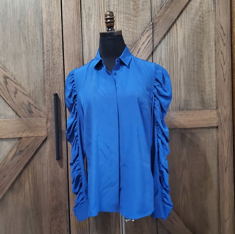 LAST CHANCE Akris Punto Puff Sleeve Silk Blouse